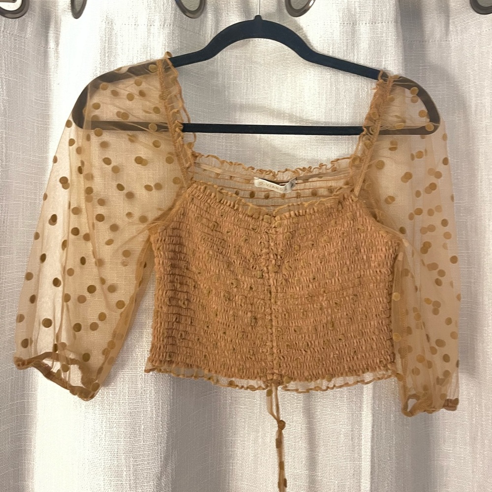 American threads perfect dinner top with sheer sleeves